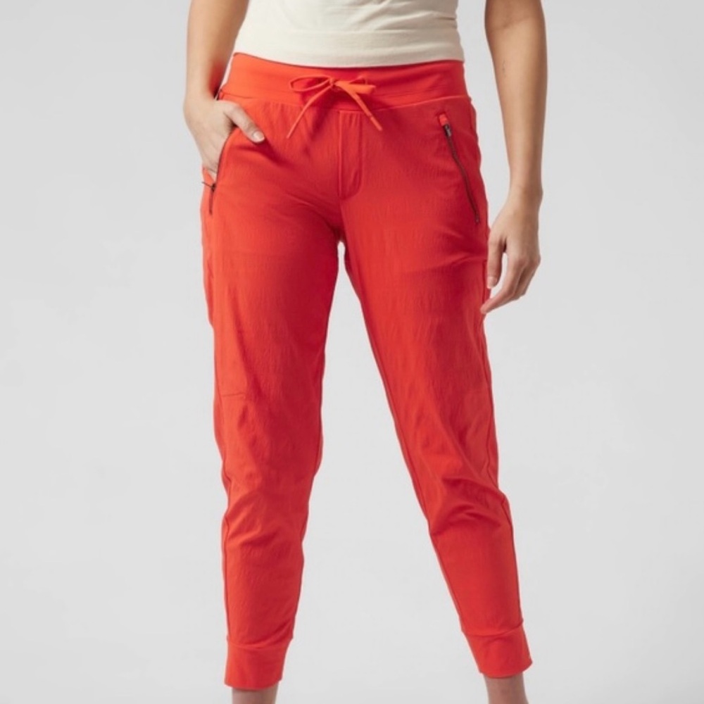 Athleta Trekkie North Jogger Pants Woman’s 8T Orange Flame Drawstring Pockets
